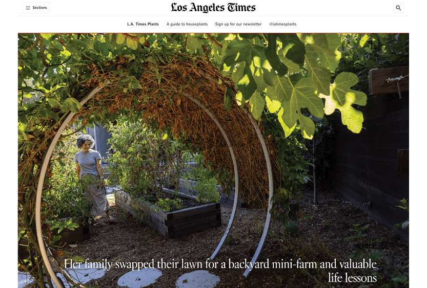 They tore out their lawn to create a mini farm outside their Culver City Home